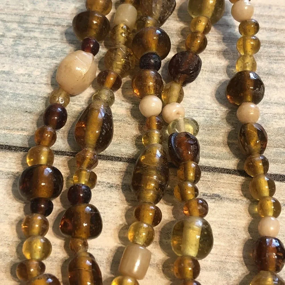 Acrylic Beads Necklace Multi-strand Brown Amber‎ Color 18
